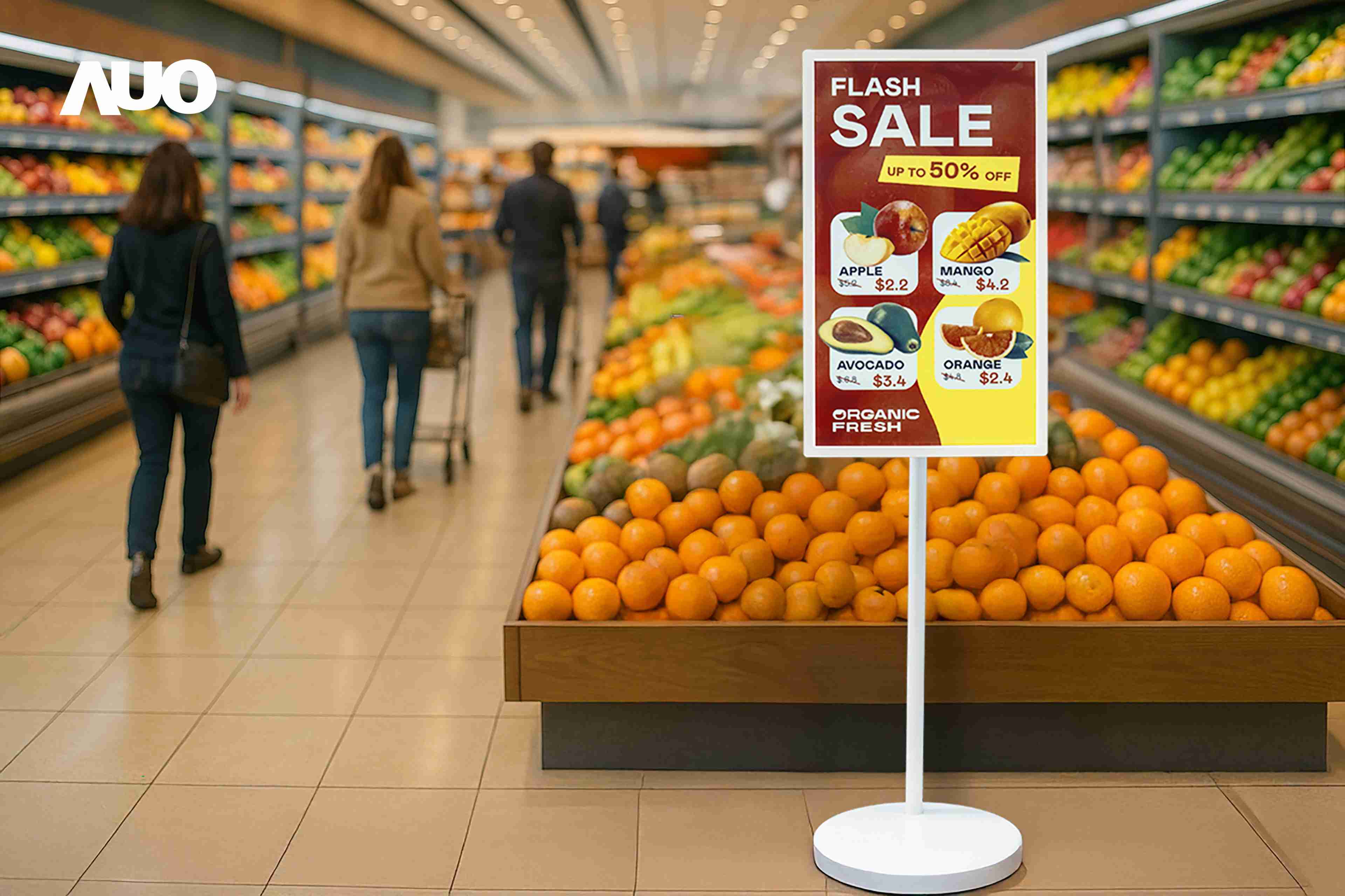 达擎首亮相低功耗、、、全彩的〝aecoPost电子纸解决方案〞，，，仅在更新画面时需要微量的电力驱动，，，无需布建电线的便捷设计，，使其可灵活应用、、、随意置放，，，并可透过云端或行动装置app，，，，轻松管理及排程广告内容，，晋升店头营销利器。。